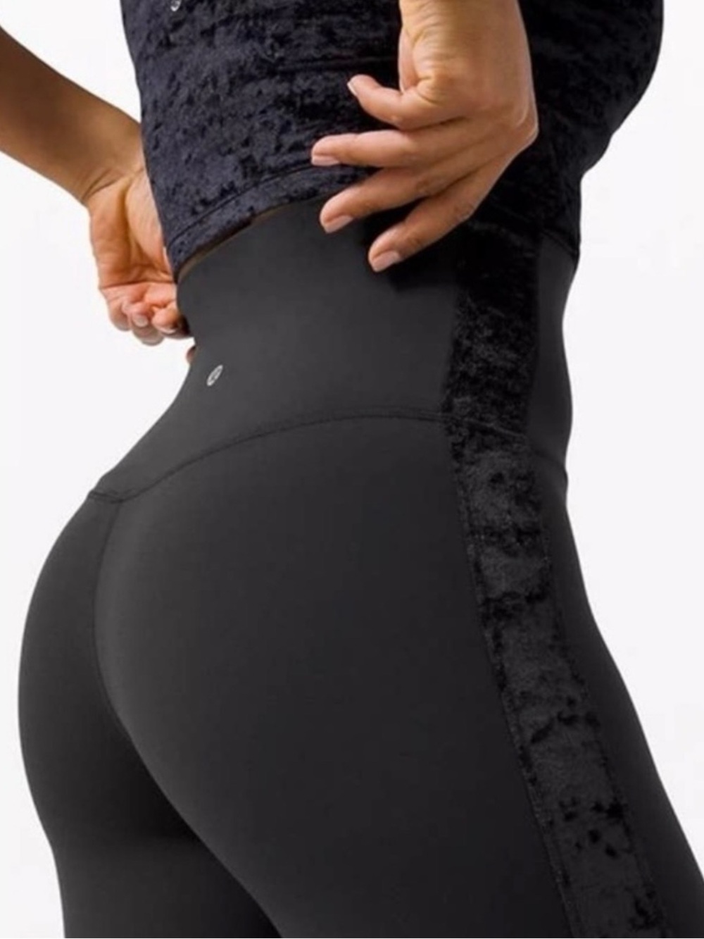 Lululemon Align leggings - high waist black leggings w velvet side trim (size 4)